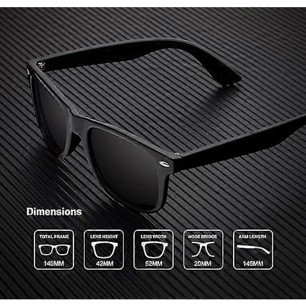 Polariserade Solglasögon för Män och Kvinnor Matt Finish Solglasögon Färgade Spegelglas 100% UV-skydd (3-pack) db