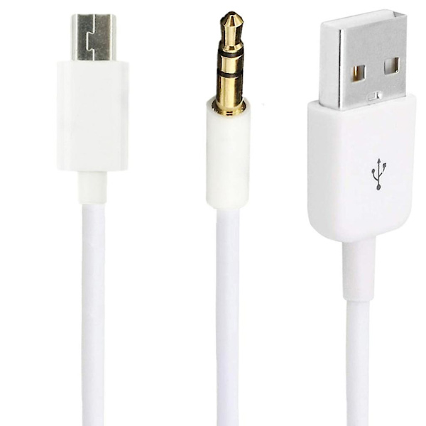 Guldbelagt USB-opladningskabel til Mini B-han og 3,5 mm stik Lydkabel 100 cm [DB] Black