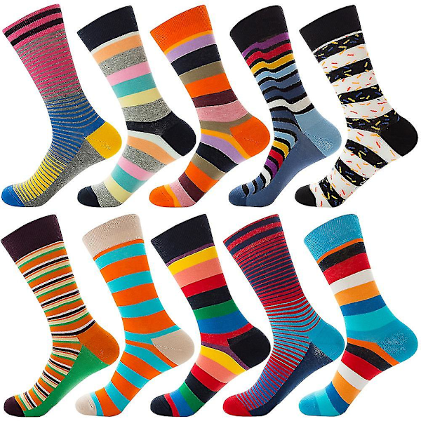 Happy Socks Randiga Herr- och Damstrumpor med Färgglada Street Personliga Mid-calf Strumpor [DB] Beach Stripes