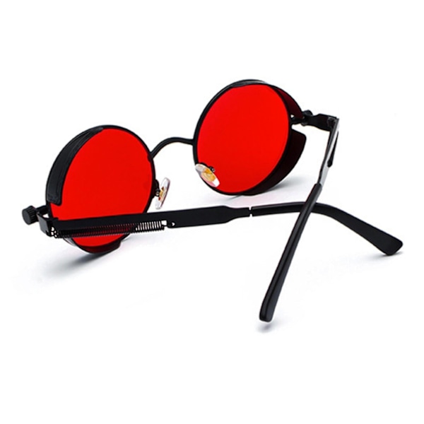 Steampunk Retro Pyöreät Aurinkolasit Metallikehyksellä UV-Suojalla Kulta Pinkki {db} Black Red