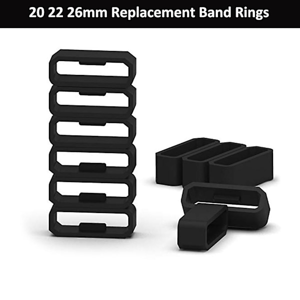 10x Fastgjøring Ring for Garmin-Venu 2S Remm Silica Gel Fikseringsbeslag Klokke Rem Ring {Db} Black 22mm