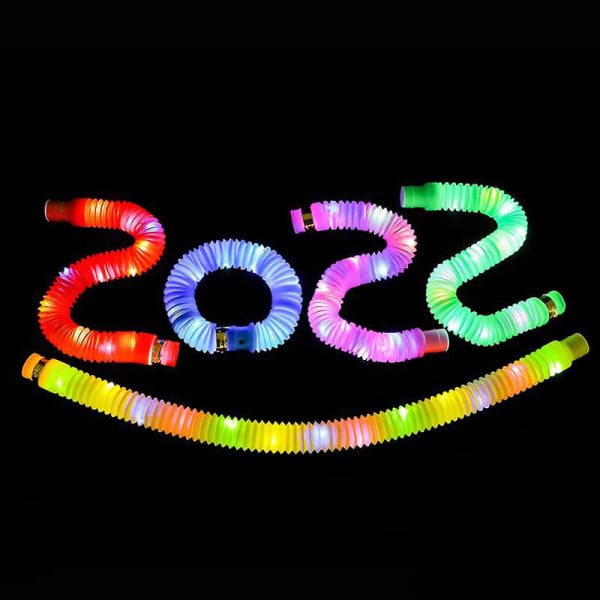 2023 Ny, sæt med 6 Fidget Pop Tube Legetøj Voksne Stræk Rør Sensorisk Legetøj LED Lys Op Til Børn Db Multicolor 12pcs