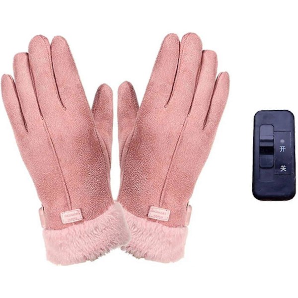 Oppladbare damehansker med varme, USB-oppvarmede damehansker, USB-varmehansker, lade-varmehansker, rosa varmehansker for kvinner, Fo [db] 2