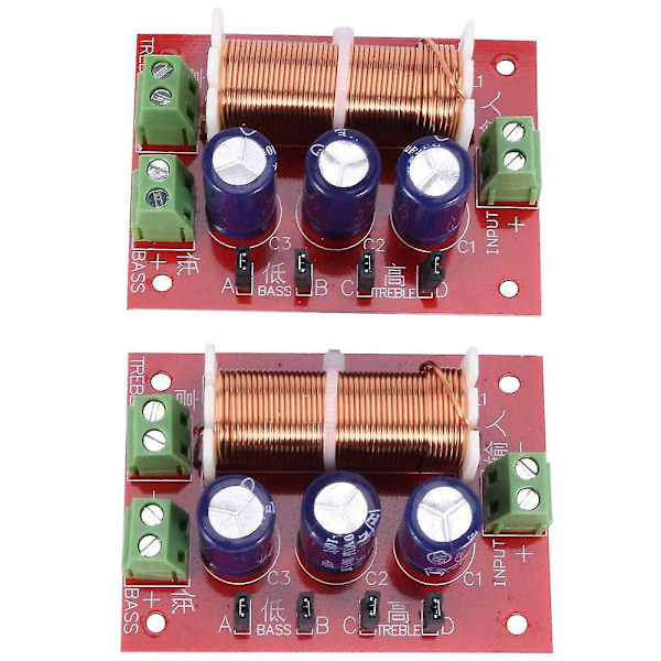 2 stk 400W Høytaler Delefilter 2-veis Lydjustering Diskant Bass Høytalere Filter Frekvensdeler F db