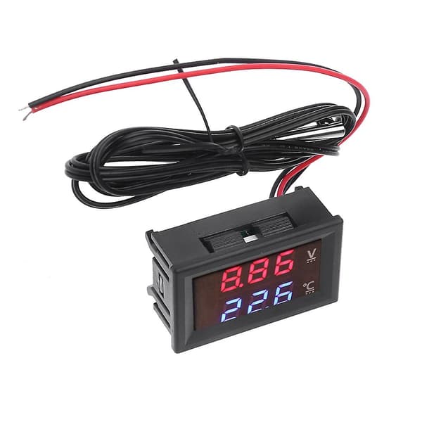 12V 24V Bil Voltmeter LED Digital Display Voltmeter Panel Temperaturmåler db