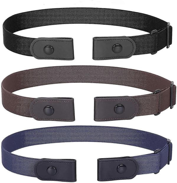 3-pack / 4-pack osynligt stretchbälte utan spänne, elastiskt bälte för kvinnor och män [DB]