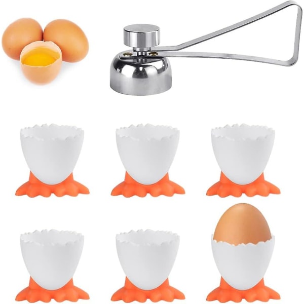 Novelty eggekoppsett for kokte egg (7 stk)