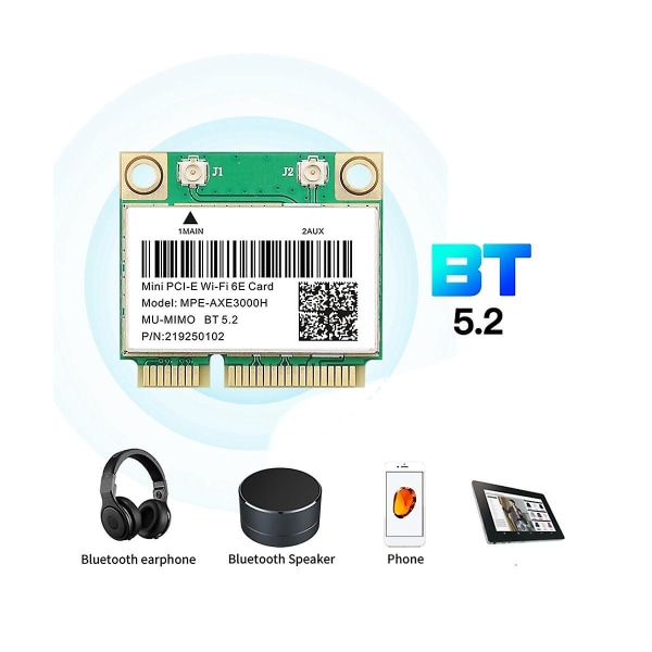 -axe3000h Wifi-kortti Wifi 6e 2400mbps Mini Pci-e -kortti Bt 5.2:lle 802.11ax 2.4g/5g/6ghz Wlan-verkkokortti