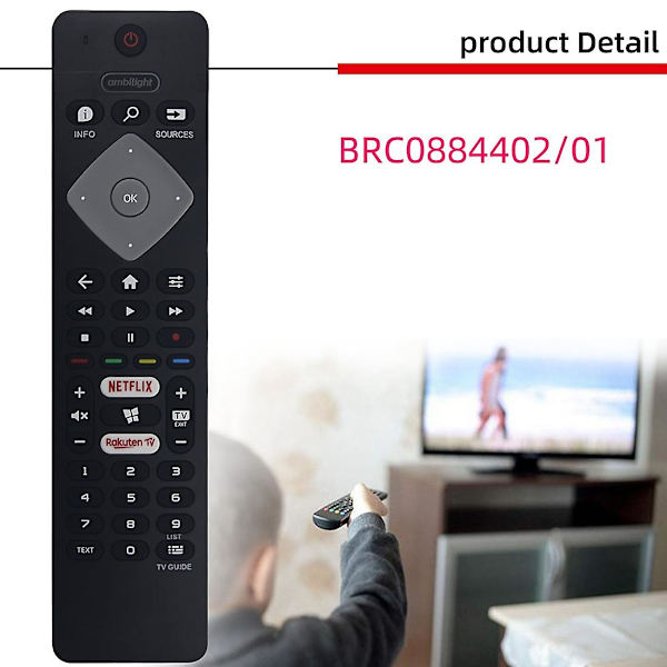 Fjernbetjening til Brc0884402/01 43pus6704/12 50pus6704/12 55pus6704/12 4k Uhd Smart Tv () [DB] Black