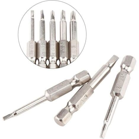 Set med 6 magnetiska triangulära skruvmejselbits 1/4\" 1.8 / 2.0 / 2.3 / 2.5 / 2.7 / 3.0 - S2 stål triangulära skruvmejselbits - 50 mm långa