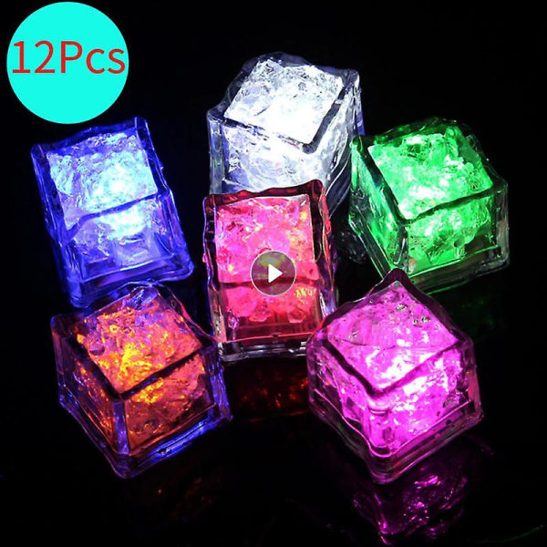 12pcs Led Ice Cubes 8-25 Hours Use Time Glowing Light Up Ice Cubes Water Actived Floating Bathtub Toys For Baby Toddler Tub Db