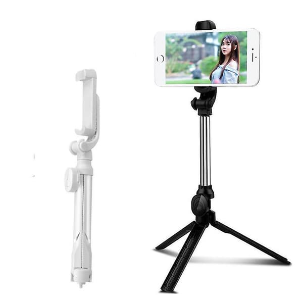 Teleskopisk Bluetooth Selfie Stick Tripod Monopod Mobiltelefonholder Til Iphone Samsung {db} White