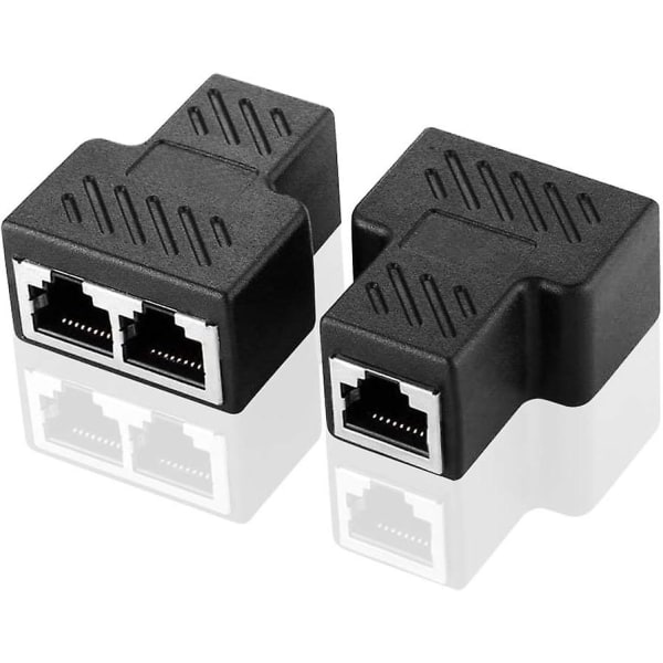 Rj45 Splitter Connectors Adapter, 1 til 2 Dual Socket Hub Interface til Cat5 Cat6 Cat7 kabler