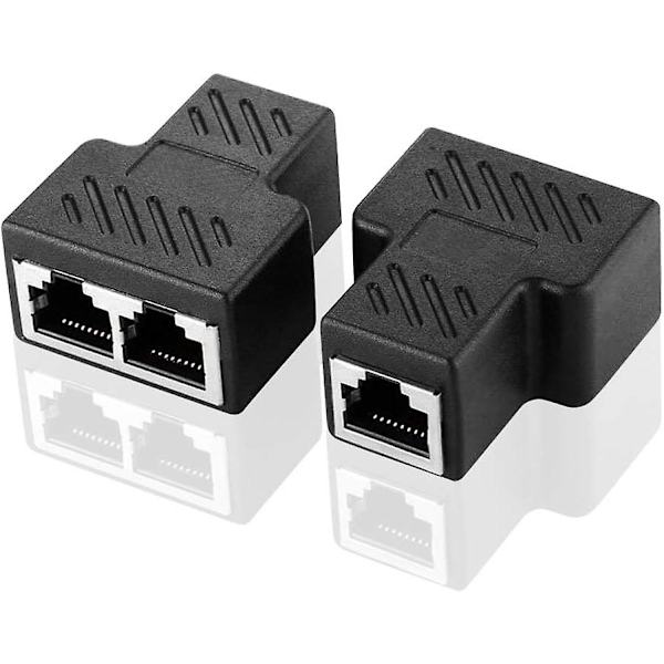 Rj45 Splitter-kontakter Adapter, 1 til 2 Dual Socket Hub-grensesnitt for Cat5 Cat6 Cat7-kabler