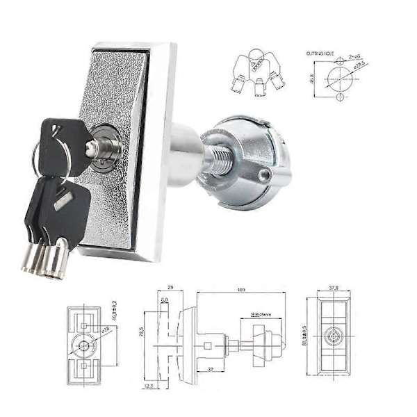 DB Automat Lås, Universell Sink Legering Sikkerhetslås med Nøkkel for Sikkerhetsskap Lås, Snacks Brus Automat Lås (Sølv) (1 stk)
