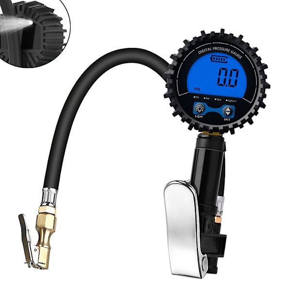 Professionell Däcktrycksmätare 3-200 Psi för Bil Lastbil Cykel Db W 3connector and rod