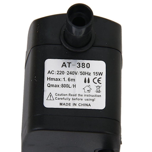 Uppovesipumppu 220-240V 15W, suihkulähde, lampi, akvaario, EU-pistoke [DB] Black