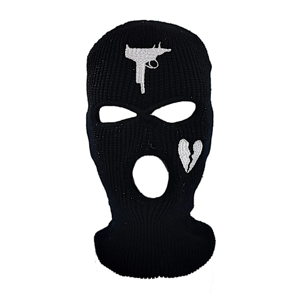 Unisex-Embroidoitu Balaklava Neulotu Täyskasvopeite Hiihtosuoja Juoksuun Hiihtoon Pyöräilyyn {Db} Black