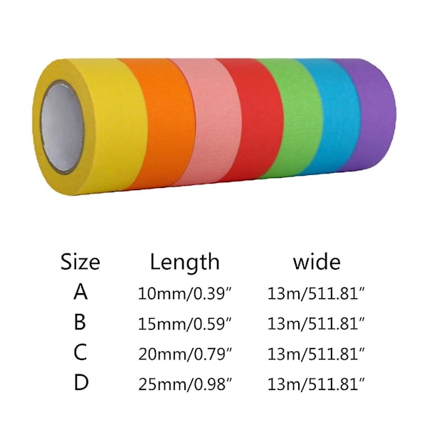 Värillinen Maskinnauha Monipakkaus Värikäs Käsityönauha Elävä Sateenkaari Nauha [DB] 12 rolls of color 25MM by 13M
