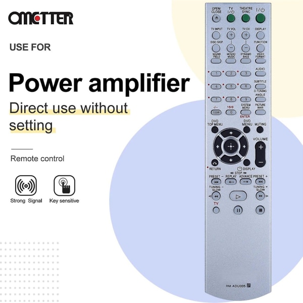 Ny fjernbetjening Rm-adu005 til Sony Dvd hjemmebiografsystem Dav-dz630 Hcd-dz630 Dav-hdx265 Fernbedienung [DB]