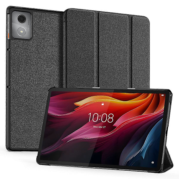 Fodral för Lenovo Tab K11 Plus Tri-Fold Ställ Läderfodral Auto Wake/Sleep [DB] Black