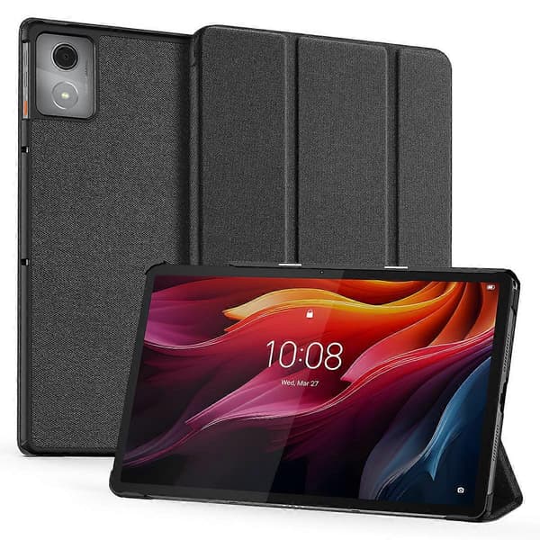 Til Lenovo Tab K11 Plus Cover Tri-Fold Stand Læder Cover Auto Vågn/Sov [DB] Black