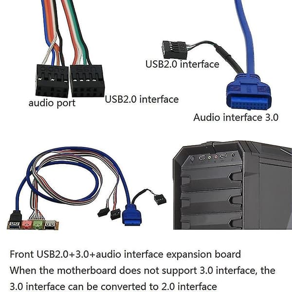USB 2.0+ 3.0 Port Kabinet PC Computer Kabinet Lyd Frontpanel Udskiftningskabel 70cm db