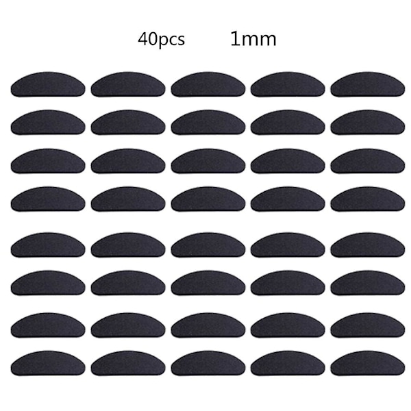 40 st Soft Foam Näsdynor Självhäftande Halkskyddande Glasögon Inga Makeup Näsdynor [DB] Black D-shaped 1mm