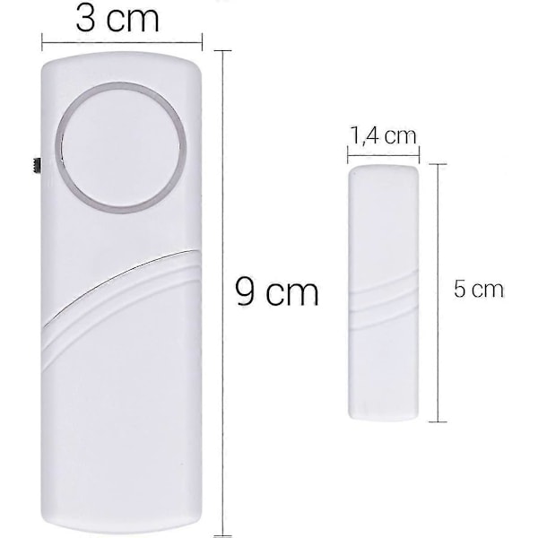 Dörr- och fönsterlarm - Set med 4 trådlösa inbrottslarm - Hemsäkerhet mot inbrott - Magnetisk funktion - 100 Db [DB]