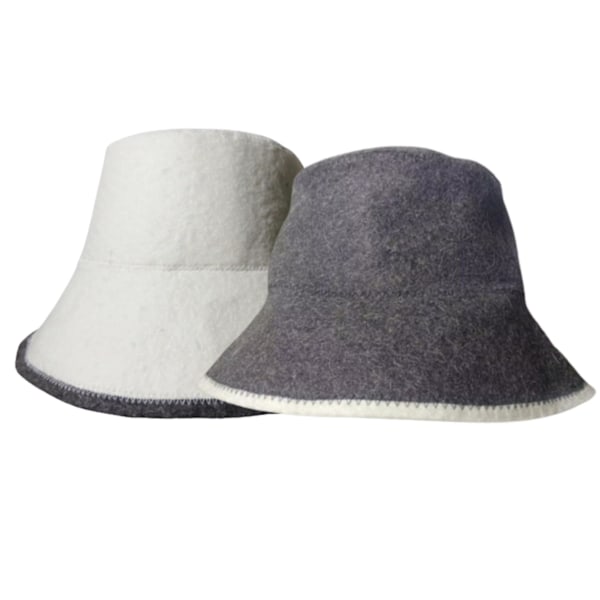 Saunahatt, Filt Russisk Saunahatt, Vannabsorberende Badehatt, Gjenbrukbar Fisker Saunahette, Banyahatt for Menn og Kvinner [DB] White and Grey