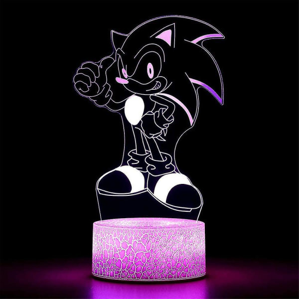 3d tegneserie Sonic Night Light Illusion Lyslampe med fjernkontroll Skrivebordsdekorasjon for barn Gaver [DB]
