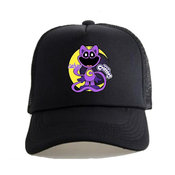 Smiling Critters Snapback Baseball Cap Barn for barn og jenter Sommer Justerbar Pustende Solhatt (FW) Black B