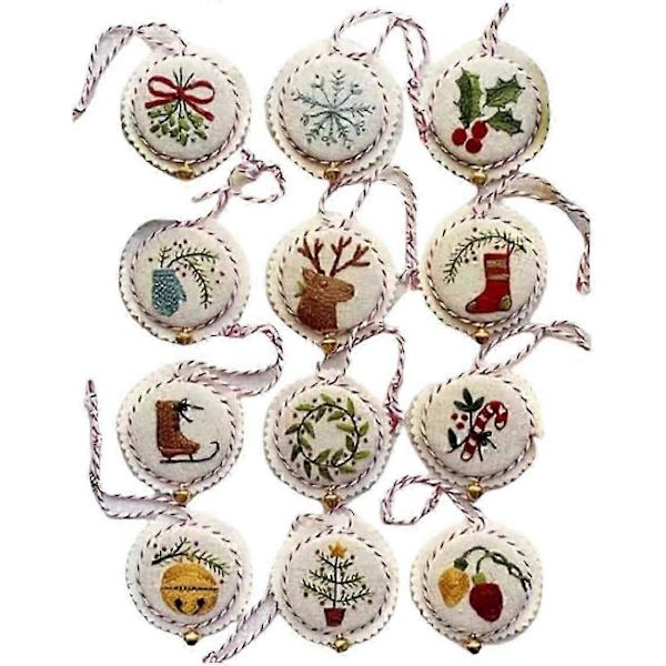 Iloinen ja kirkas käsinommeltu joulukoristeiden setti, jouluommelun setti, ommelun setti joulukoristeille 12pcs