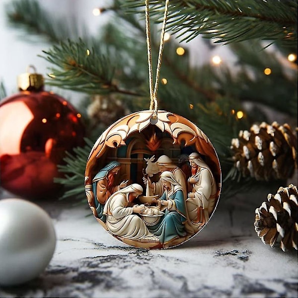 6 stk Julekrybbe Ornamenter, Akryl Julekrybbe Ornament, Hengende Ornament Julekrybbe Henger Til Jul [DB] 6pcs