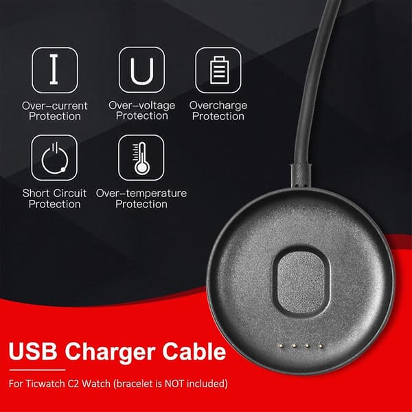 USB-laderbase Smartklokke Lading Magnetisk Laderbase For Ticwatch C2 {Db)