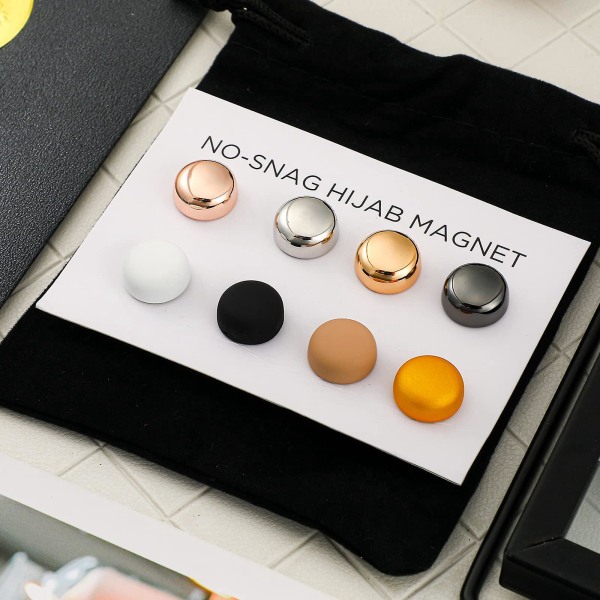 8 stk Hijab magnetiske pins, styrke magnetiske hijab pins knapper for kvinner Flerbruk fargerikt skjerf S