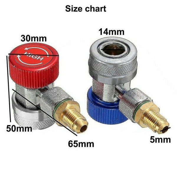 R134a A/c Air Condition Hurtigkobling Adapter Høy Lav Manifold Gasskontakt