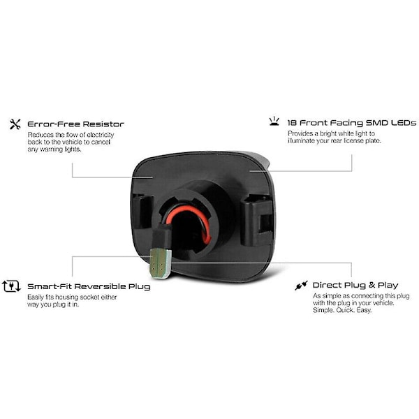 LED-bakljus för registreringsskylt, vattentät, för Navara D40 Frontier 2007-2016 [DB] Black
