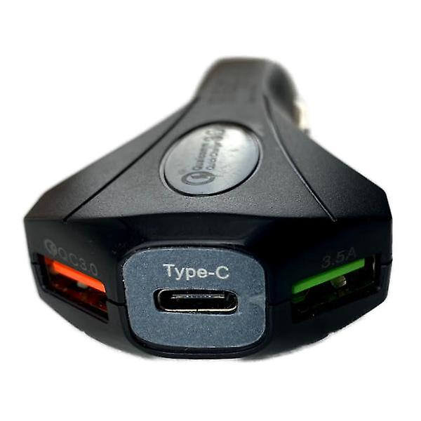 Usb-laddare - Bil 3 uttag Svart