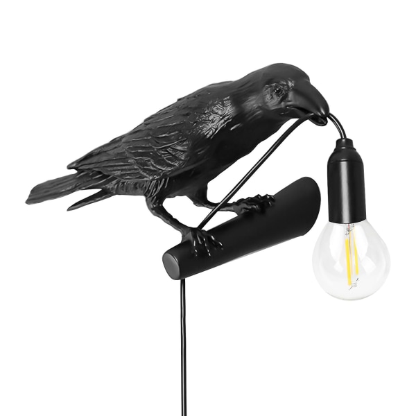 Fågel Ljus Resin Kråka LED Ljus Sovrum Vägglampa Skrivbordslampa Matbord Vardagsrum Art Deco Höger Höger Svart