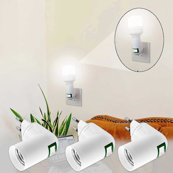 4 Stycken E27 Med Strömbrytare Konstruktionssockel Ac 220v Elektrisk Sockel För Köksvägglampa Adapter Led Lampa Hållare (vit) db