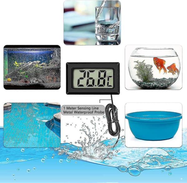 Mini Digitalt LCD Termometer Temperatur Med Probe Sensor Tester Til Køleskab Fryser Akvarium (2sorte, 2hvide) db