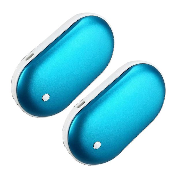 2 kpl Ladattavia Käsienlämmittimiä USB Virtapankki Sähköinen Taskulämmitin [db] Blue