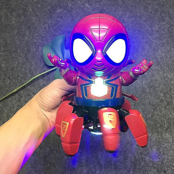 Dansende gående robot Spiderman musikalske baby leker med musikk og LED fargerik