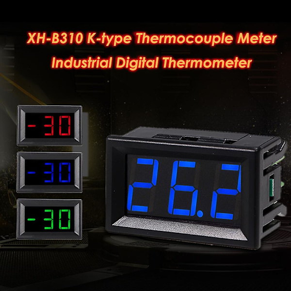 XH-B310 Industrielt digitalt termometer 12V temperaturmåler K-type M6 termoelement tester -30~800 termograf høj nøjagtighed med LED-display  [dB} Red