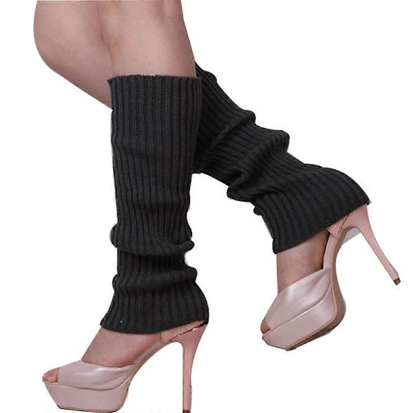 Damer Legvarmere Ensfarvede Dance 80'erne Party Fancy Footless Sok UK One Size db Dark gray
