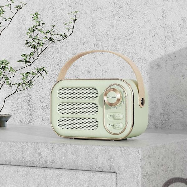 Multifunktionell Mini Bärbar FM-radio Bluetooth-högtalare USB TF AUX Inomhus Utomhus Retro-design Trådlös Högtalare Green