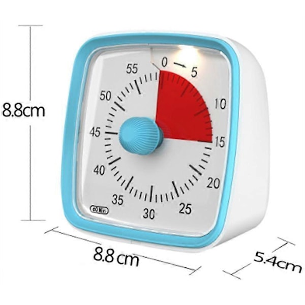 Visuell Timer med Nattslys, 60 Minutters Nedtellingstimer for Barn og Voksne, Tidshåndteringsverktøy {DB} RedWhiteBlue