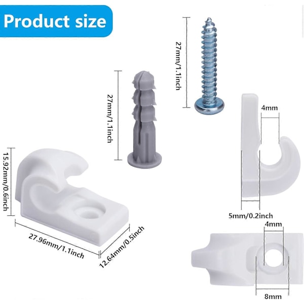 Wire shelf loop clips - 20 stk hvite nedveggklips for hyller i skap [DB]