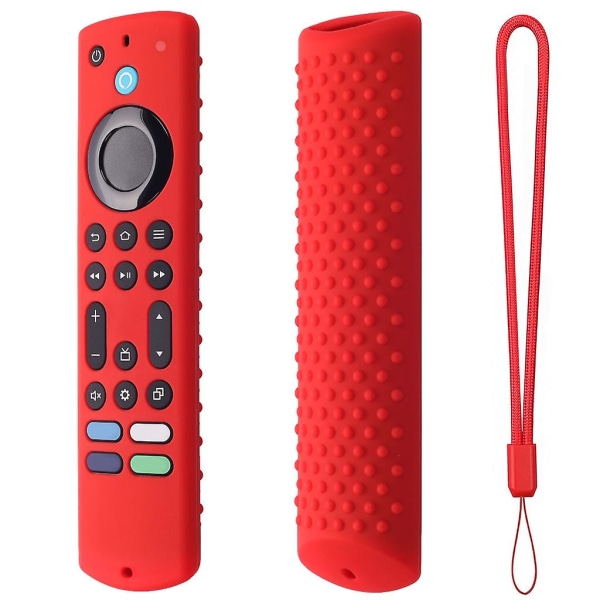 Silikondeksel for Fire Stick 4k 2023/fire 55\" 4serie 4k fjernkontrollbeskyttende deksel Anti-skli glidelåspose Anti-skitt erme [DB] Red